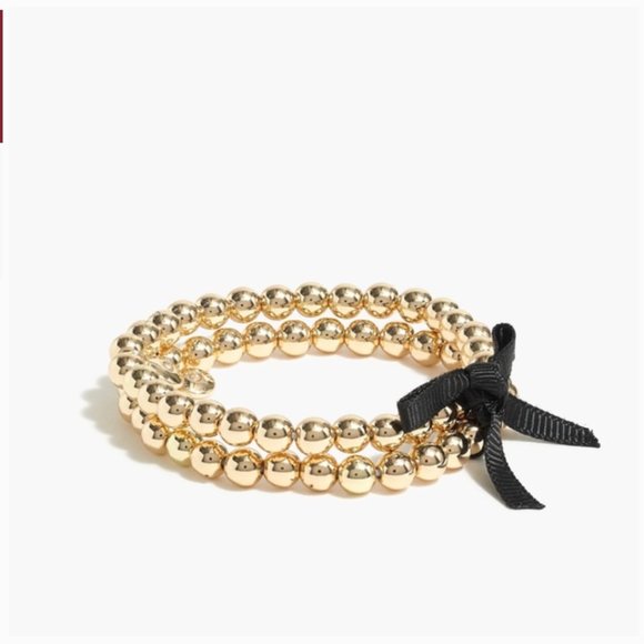 J. Crew Jewelry - J. Crew Sold Out Gold Beaded Stretch Bracelet Set of Two